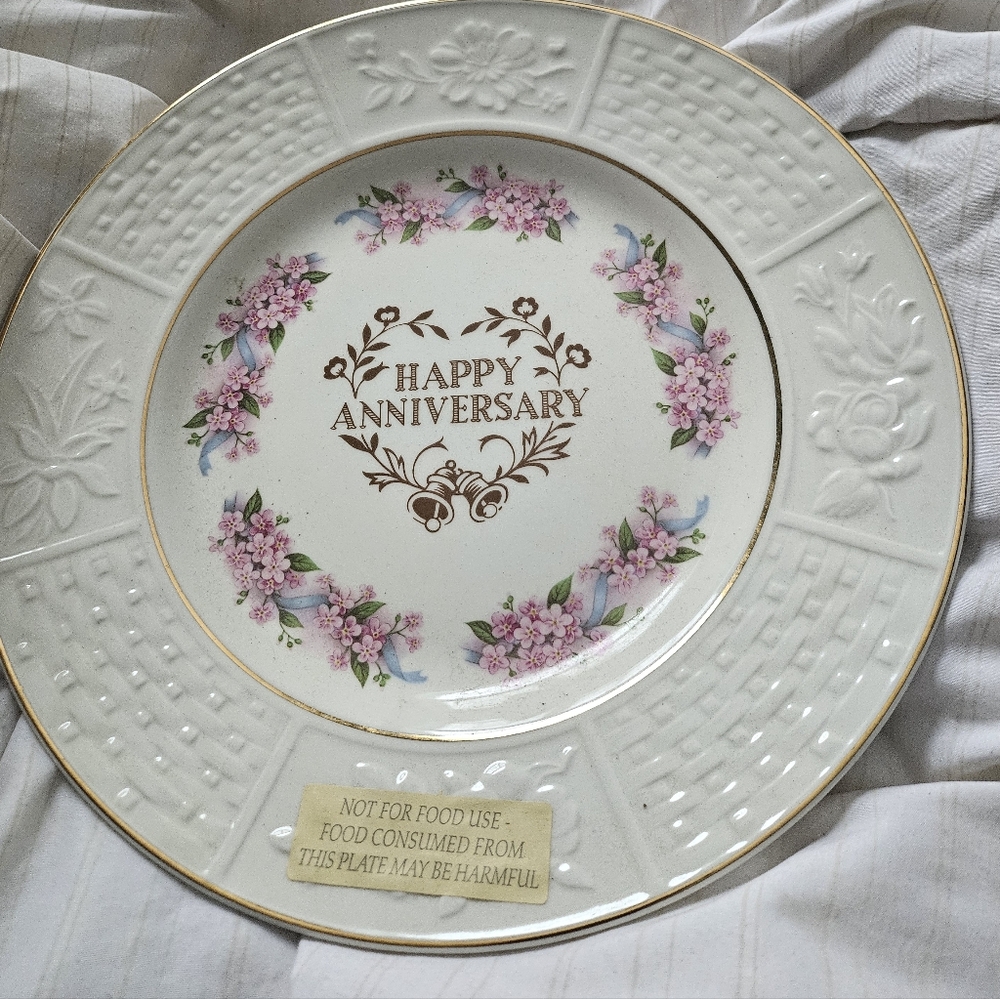 Floral Happy Anniversary Decorative Plate By Weatherby